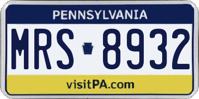 PA license plate MRS8932