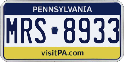 PA license plate MRS8933