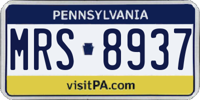 PA license plate MRS8937