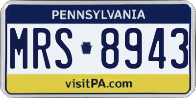 PA license plate MRS8943