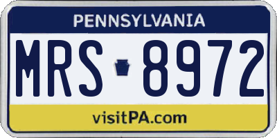 PA license plate MRS8972
