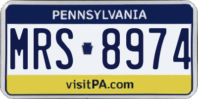 PA license plate MRS8974