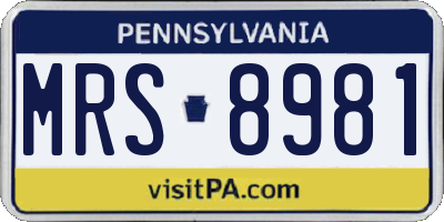 PA license plate MRS8981