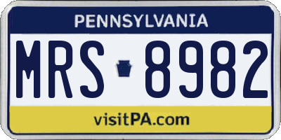 PA license plate MRS8982