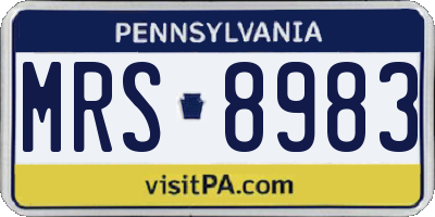PA license plate MRS8983