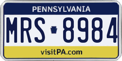 PA license plate MRS8984