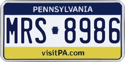 PA license plate MRS8986