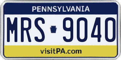 PA license plate MRS9040