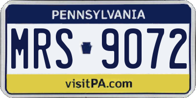 PA license plate MRS9072