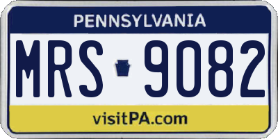 PA license plate MRS9082