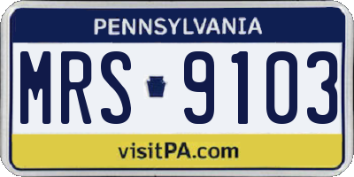 PA license plate MRS9103