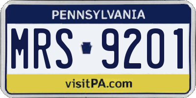 PA license plate MRS9201
