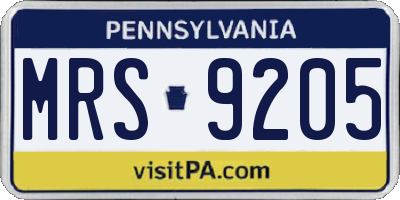 PA license plate MRS9205
