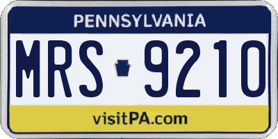 PA license plate MRS9210