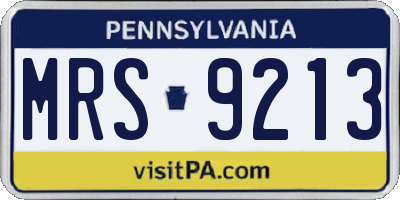 PA license plate MRS9213