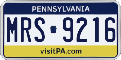 PA license plate MRS9216