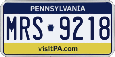 PA license plate MRS9218