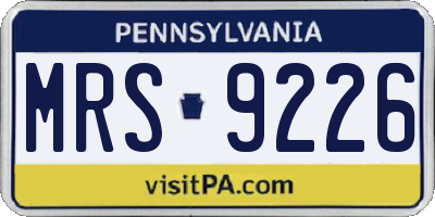 PA license plate MRS9226