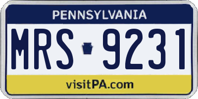PA license plate MRS9231