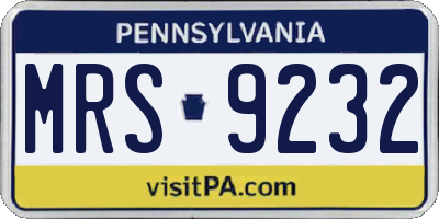 PA license plate MRS9232