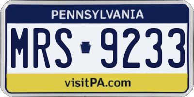 PA license plate MRS9233
