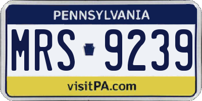 PA license plate MRS9239