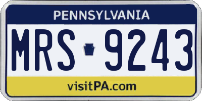 PA license plate MRS9243