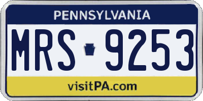 PA license plate MRS9253