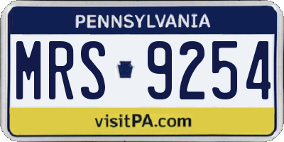 PA license plate MRS9254