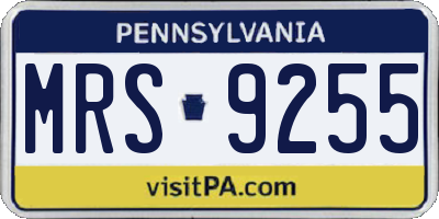 PA license plate MRS9255