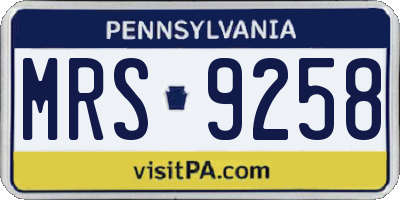 PA license plate MRS9258