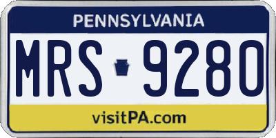 PA license plate MRS9280