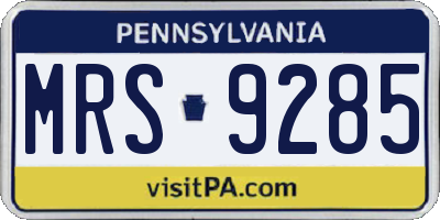 PA license plate MRS9285
