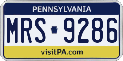 PA license plate MRS9286