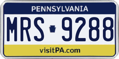 PA license plate MRS9288