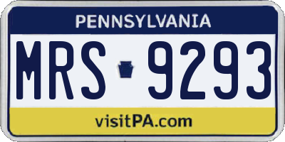 PA license plate MRS9293