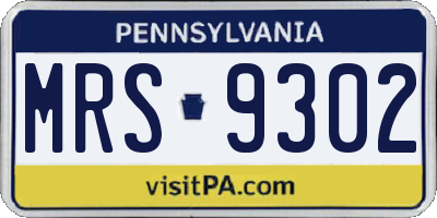PA license plate MRS9302
