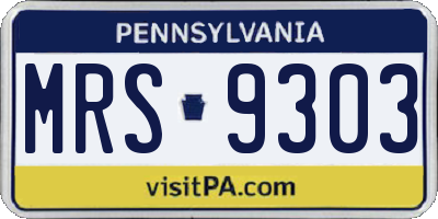 PA license plate MRS9303