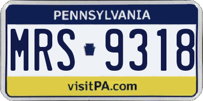 PA license plate MRS9318