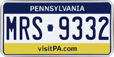 PA license plate MRS9332