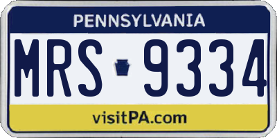 PA license plate MRS9334