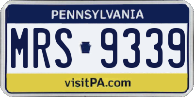 PA license plate MRS9339