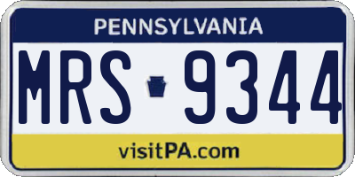 PA license plate MRS9344