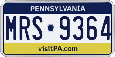 PA license plate MRS9364