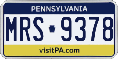 PA license plate MRS9378