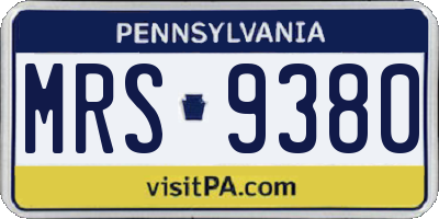 PA license plate MRS9380