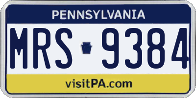 PA license plate MRS9384