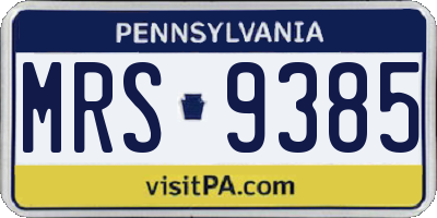 PA license plate MRS9385