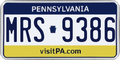PA license plate MRS9386