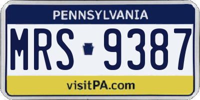 PA license plate MRS9387